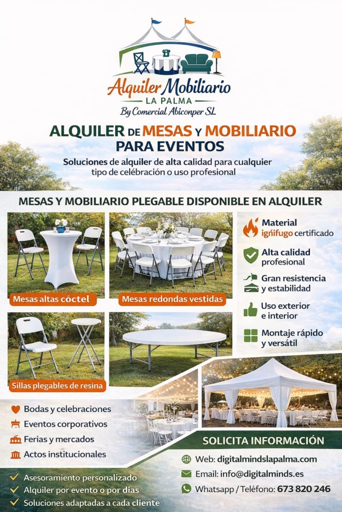 Alquiler de mobiliario para eventos en La Palma