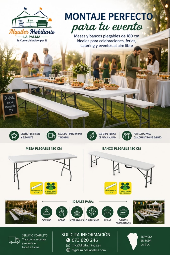 Alquiler Mesas y Bancos Plegables para Eventos